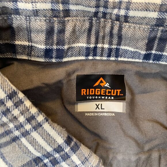 Ridgecut Mens XL Plaid Button-Up Shirt Blue/White 100% Cotton Long Sleeve - Picture 5 of 10